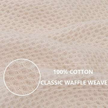 Homaxy 100% Cotton Waffle Weave Kitchen Dish Cloths, Ultra Soft Absorbent Quick Drying Dish Towels, 12x12 Inches, 6-Pack, Beige