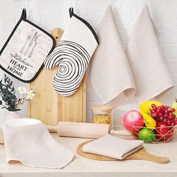 Homaxy 100% Cotton Waffle Weave Kitchen Dish Cloths, Ultra Soft Absorbent Quick Drying Dish Towels, 12x12 Inches, 6-Pack, Beige