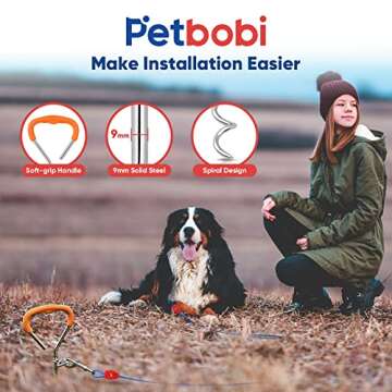 Petbobi Dog Tie-Out Cable and Stake - Perfect for Outdoor Adventures