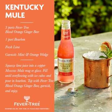 Fever Tree Blood Orange Ginger Beer - Premium Mixer - Refreshing Beverage for Cocktails & Mocktails. Naturally Sourced Ingredients, No Artificial Sweeteners or Colors - 200 ML Bottles - Pack of 24