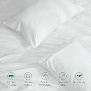 Z-hom Queen Bed Sheets Set, 4 Piece Upgraded & Certified Sheets, Hotel Luxury Bedding Sheets & Pillowcases, Extra Soft & Wrinkle Free Sheets Cover, Deep Pocket Queen Sheets up to 16 inch, Queen, White