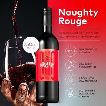 Thomson & Scott Noughty Rouge, Non-Alcoholic Red Wine from South Africa, Dealcoholized, Vegan-Friendly, 14/100ml Calories, 750 ml