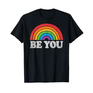 LGBTQ Be You Gay Pride LGBT Ally Rainbow Flag Retro Vintage T-Shirt