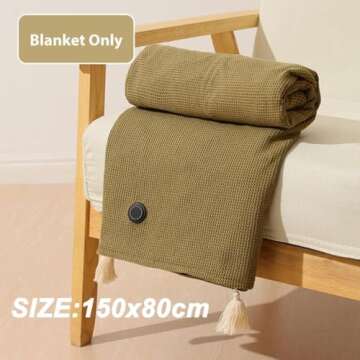 Cohbskj Portable Heated Shawl, Heated Shawl Wraps for Women, Portable Soft Zipper Electric Heated Blanket Shawl, 3 Heating Levels, USB Heated Blanket Shawl (Khaki)