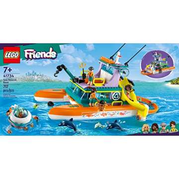 LEGO Friends Sea Rescue Boat 41734 Building Toy Set for Boys & Girls Ages 7+ Who Love The Sea, Includes 4 Mini-Dolls, a Submarine, Baby Dolphin and Toy Accessories for Ocean Life Role Play