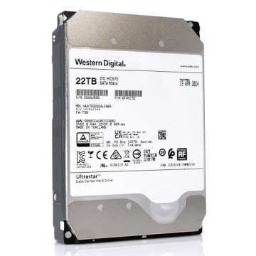 Western Digital HGST Ultrastar HC570 WUH722222ALE604 0F48152 22TB 7.2K RPM SATA 6Gb/s 512e Power Disable 3.5in Enterprise Hard Drive (Renewed)