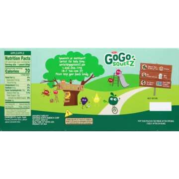 GoGo squeeZ Fruit on the Go, Apple Apple, 3.2 oz (Pack of 20), Unsweetened Fruit Snacks for Kids, Gluten Free, Nut Free and Dairy Free, Recloseable Cap, BPA Free Pouches