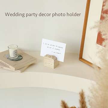 JIMEI True Natural Travertine Stone Place Cards - Handmade Polished Unique Wedding Table Signs - Desktop Memo Holder | Escort Card Holders | Party Favors | Photo Display | Business Card Holder(2.36*2.36*1.96in)