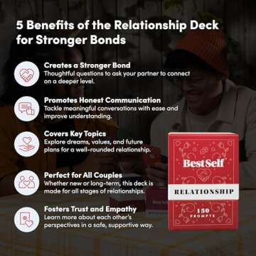 BestSelf Relationship Deck -150 Discussion Prompts Conversations Starter Couples Games - Perfect Couples Card Games for Adults, Romantic Gifts for Couples