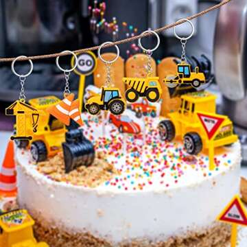 36 Pcs Construction Party Favors Construction Key Chains Valentine's Day Gift for Kid Engineering Excavator Tractor Keychain Birthday Party Supplies Baby Shower Return Gifts goodie bags stuffers