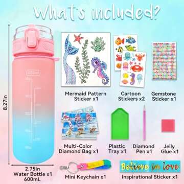 Mermaid Water Bottle DIY Craft Kits for Girls