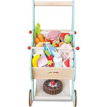 Le Toy Van Wooden Grocery Shopping Trolley for Kids