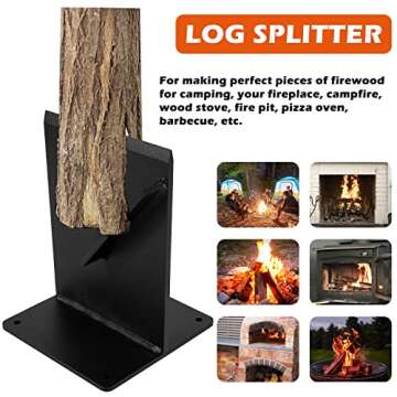 Upgraded Heavy Duty Firewood Kindling Splitter Chipper Cracker Heavy Steel Structure Wood Splitter Wedge Manual Log Splitter for Wood Stove & Fireplace Camping Fire Pits Pizza Oven etc, 10-Pound