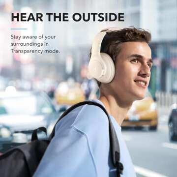 Soundcore by Anker Q20i Hybrid Active Noise Cancelling Headphones, Wireless Over-Ear Bluetooth, 40H Long ANC Playtime, Hi-Res Audio, Big Bass, Customize via an App, Transparency Mode (White)