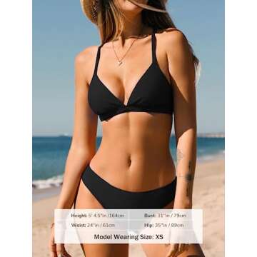 CUPSHE Black Bikini Set with Crisscross Back Design