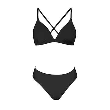 CUPSHE Black Bikini Set with Crisscross Back Design