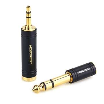 MOBOREST 3.5mm M to 6.35mm F Stereo Pure Copper Adapter, 1/8 Inch Plug Male to 1/4 Inch Jack Female Adapter, Can be Used Conversion Headphone adapte, amp adapte, Black Fashion 2-Pack