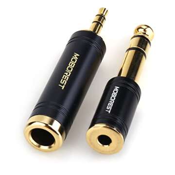 MOBOREST 3.5mm M to 6.35mm F Stereo Pure Copper Adapter, 1/8 Inch Plug Male to 1/4 Inch Jack Female Adapter, Can be Used Conversion Headphone adapte, amp adapte, Black Fashion 2-Pack