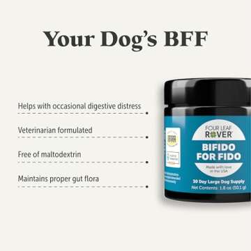 Four Leaf Rover Bifido for Fido - Dog Probiotics for Digestive Health - Dog Gut Health and Immune Balance - 50 Billion CFU - Veterinarian Formulated - 30 Day Large Dog Supply