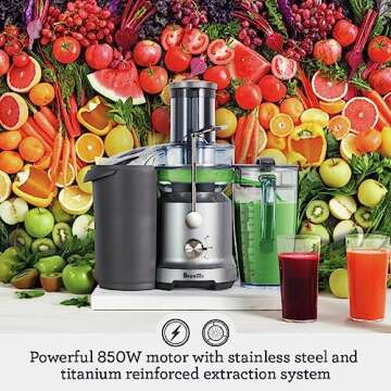 Breville RM-BJE430SIL Juicer Machine, Brushed Stainless Steel (Renewed)