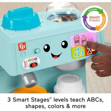 Fisher-Price Toddler Toy Laugh & Learn Coffee Café Musical Playset with Educational Songs & 10 Pretend Play Pieces for Kids Ages 18+ Months