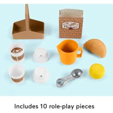 Fisher-Price Toddler Toy Laugh & Learn Coffee Café Musical Playset with Educational Songs & 10 Pretend Play Pieces for Kids Ages 18+ Months