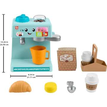 Fisher-Price Toddler Toy Laugh & Learn Coffee Café Musical Playset with Educational Songs & 10 Pretend Play Pieces for Kids Ages 18+ Months