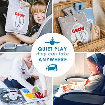 Curious Columbus Quiet Book Fabric Busy Book for Toddlers 3-5 - Airplane Toddler Travel Toys for Kids - Montessori Toy Preschool Activity Books - Fun and Educational for Toddlers