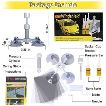 Windshield Repair Kit, Upgraded Windshield Crack Repair Kit 4 Pcs, Windshield Repair Kit for Chips and Cracks, Car Glass Repair Kit Quick Fix for Chips, Cracks, Star-Shaped, Bulls-Eye New Versions