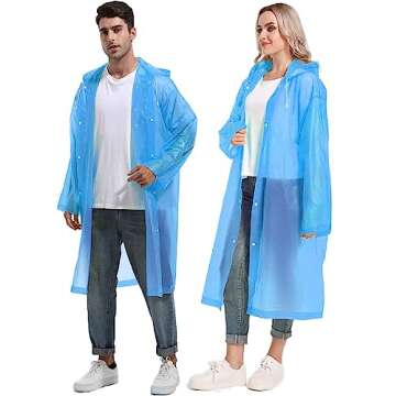 HOOMBOOM Rain Ponchos for Adults Reusable Raincoats Hooded for Women Men Survival Heavy Duty Military Impermeable 2 Packs Rain Coat