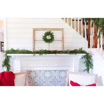 Vita Domi 72" Real Touch Norfolk Pine Garland, 6ft Christmas Garland for Mantle, Faux Cedar Garland Realistic, Garlands for Decoration Christmas, Christmas Greenery Garland, Staircase Garland