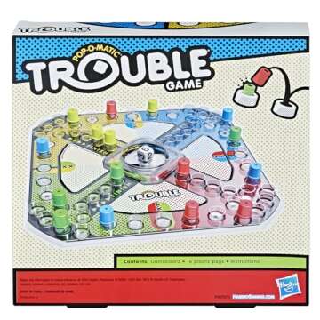 Hasbro Gaming Trouble Board Game for Kids Ages 5 and Up 2-4 Players (Packaging may vary)