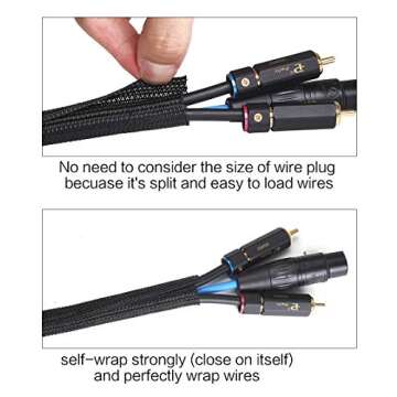 Alex Tech 25ft Cord Protector - Durable Black Cable Sleeve for USB & Power Cords