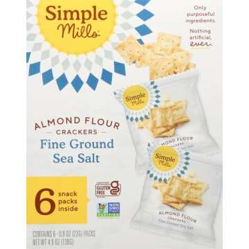 Simple Mills Almond Flour Crackers, Fine Ground Sea Salt Snack Packs - Gluten Free, Vegan, Healthy Snacks, 4.9 Ounce (Pack of 1)