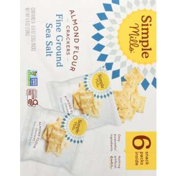 Simple Mills Almond Flour Crackers, Fine Ground Sea Salt Snack Packs - Gluten Free, Vegan, Healthy Snacks, 4.9 Ounce (Pack of 1)