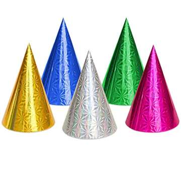 Birthday Party Hat Party Cone Hat,50 Pack Glitter Birthday Party Cone Hats Art Craft Caps Birthday Party Hats Party Hat for Kids Adults Pets (5.5 x 7.87 In)