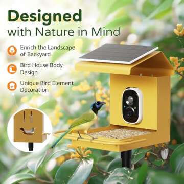 Bilantan Metal Smart Bird Feeder with Camera Solar Powered, Lifetime Free AI Bird Feeder Camera 2.5K Motion Activated Wireless Outdoors Pole Mount, Great for Grandparents, Parents