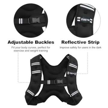 ZUETK Weighted Vest, 6lb/8lb/12lb/16lb/20lb/25lb/30lb Weight Vest with Reflective Stripe, Weighted Vest for Men Women Workout Equipment for Strength Training, Running, Jogging, Fitness, Weight Loss