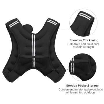 ZUETK Weighted Vest, 6lb/8lb/12lb/16lb/20lb/25lb/30lb Weight Vest with Reflective Stripe, Weighted Vest for Men Women Workout Equipment for Strength Training, Running, Jogging, Fitness, Weight Loss