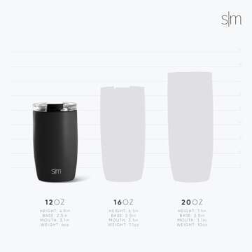 Stylish 12oz Simple Modern Travel Coffee Mug - Midnight Black