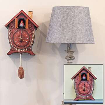 Mark Feldstein & Associates Traditional Chalet Style Singing Cardinal Tabletop Wall Sound Cuckoo Clock 17 x 8 x 5 inches