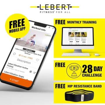 Lebert Fitness Dip Bar Stand - Original EQualizer Total Body Strengthener Pull Up Bar Home Gym Exercise Equipment Dipping Station - Hip Resistance Band, Workout Guide and Online Group - Black (XL)