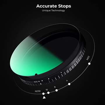 K&F Concept 67mm Variable ND Filter ND2-ND32 Camera Lens Filter (1-5 Stops) No X Cross HD Neutral Density Filter with 28 Multi-Layer Coatings Waterproof (Nano-X Series)