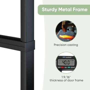 BARNSMITH 30in x 84in Frosted Glass Barn Door with 5FT Top Mounted Hardware kit Include Soft Close Mechanism Black Carbon Steel Tempered Frosted Glass Sliding Door,Assemble Required Easy Installation