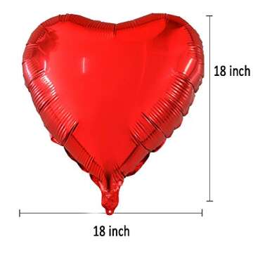 18 Inch Red Mylar Heart Balloons Foil Balloons For Valentines Day Wedding Engagement Party Decor, 10 Pc