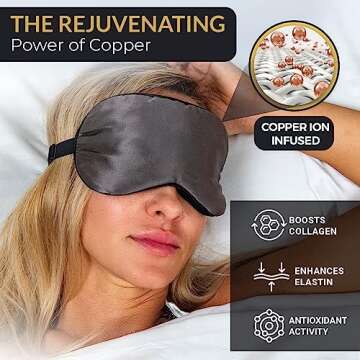 SLEEP FOUNTAIN Anti Aging Silk Sleep Mask for Women, Mulberry Silk Eye Mask for Sleeping and Skin Care, Blackout Sleep Mask with Copper Ion Technology Reduces Eye Puffiness, Fine Lines and Wrinkles