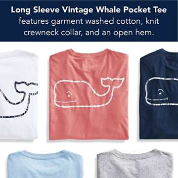 vineyard vines Boys' Long Sleeve Vintage Whale Pocket T-Shirt, Blue Blazer, 5