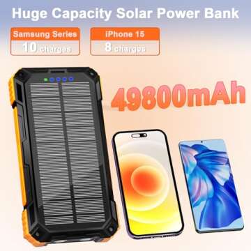 WONGKUO 49800mAh Solar Power Bank for Outdoor Use