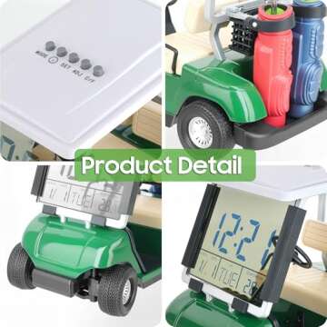 10L0L Mini Golf Cart Alarm Clock LCD Display Calendar Golf Gifts for Men Golf Fans Golfers Superior Race Souvenir Novelty Golf Gifts (Green)