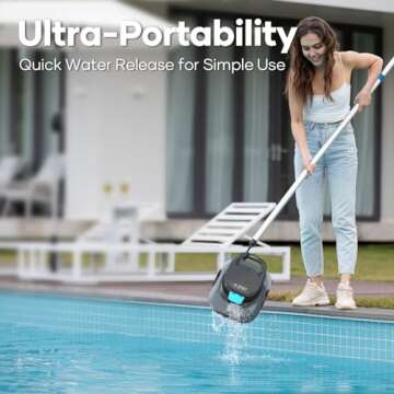 AIPER Cordless Automatic Pool Cleaner, Pool Vacuum with Auto- Parking, Lightweight, Ideal for Above Ground Flat Pool up to 860 sq.ft., Gray (Renewed)